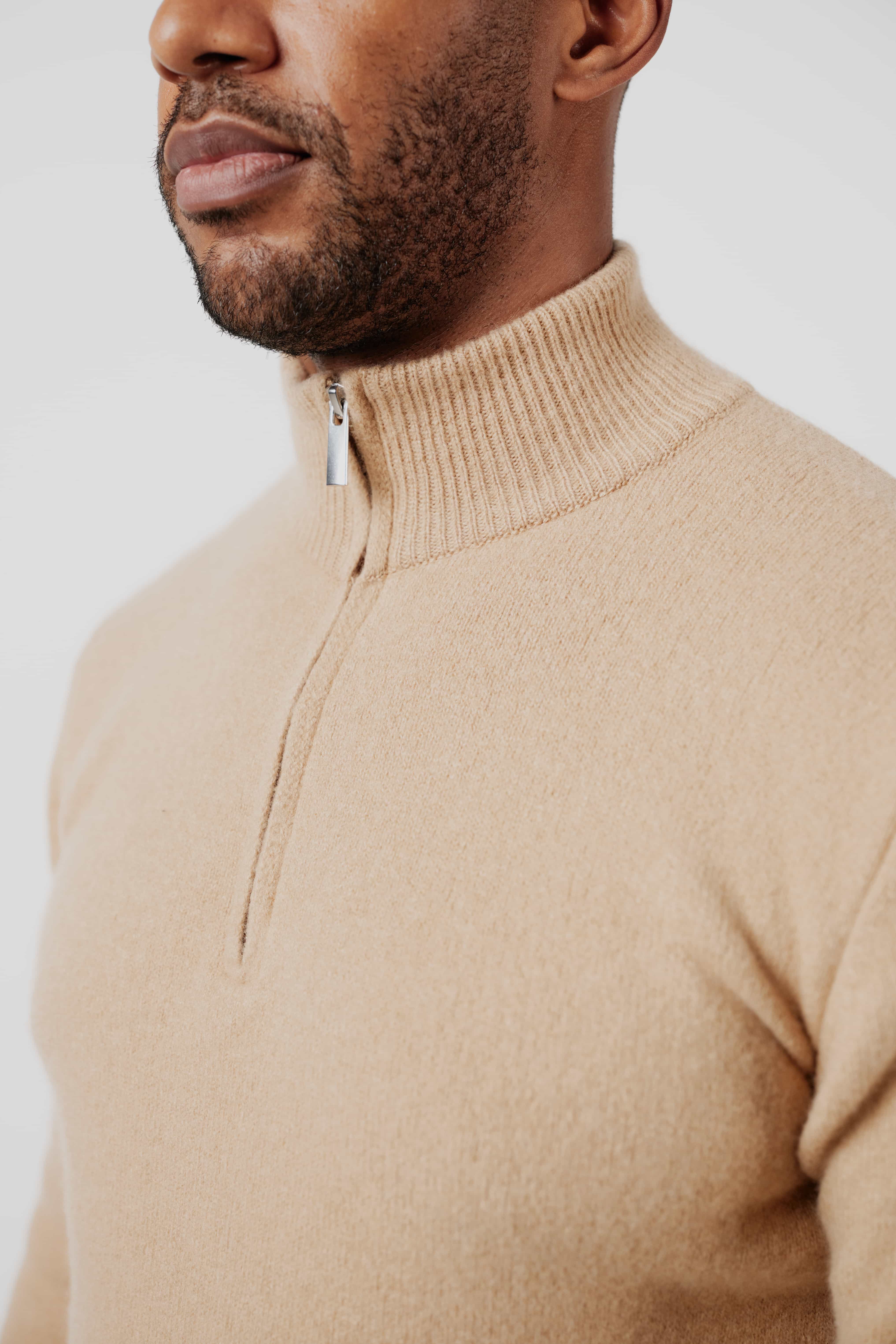 RÆR | RAER Merino Silk Cashmere Quarter-Zip Sweater Camel