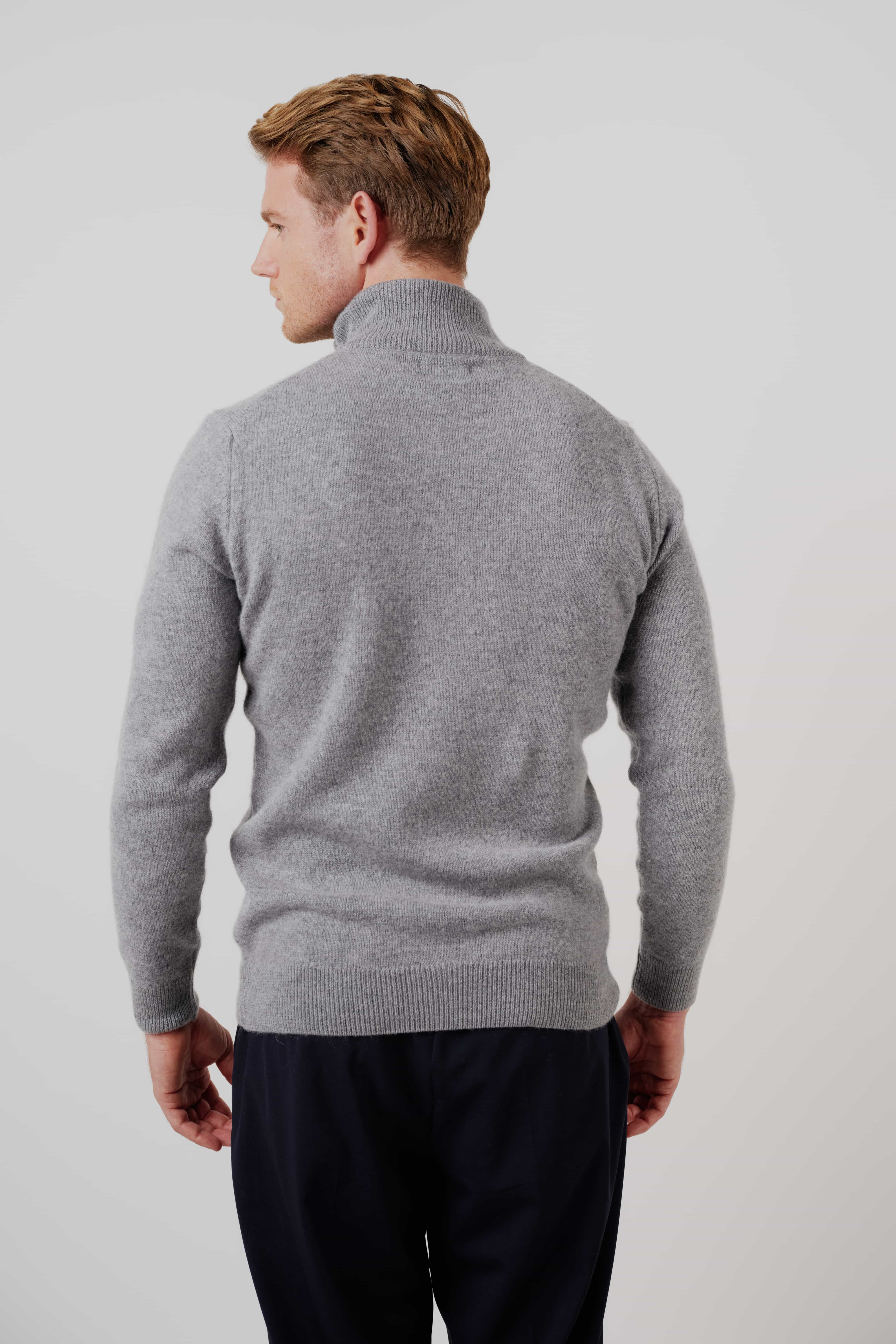 RÆR STUDIOS Merino Silk Cashmere Quarter-Zip Sweater Grey