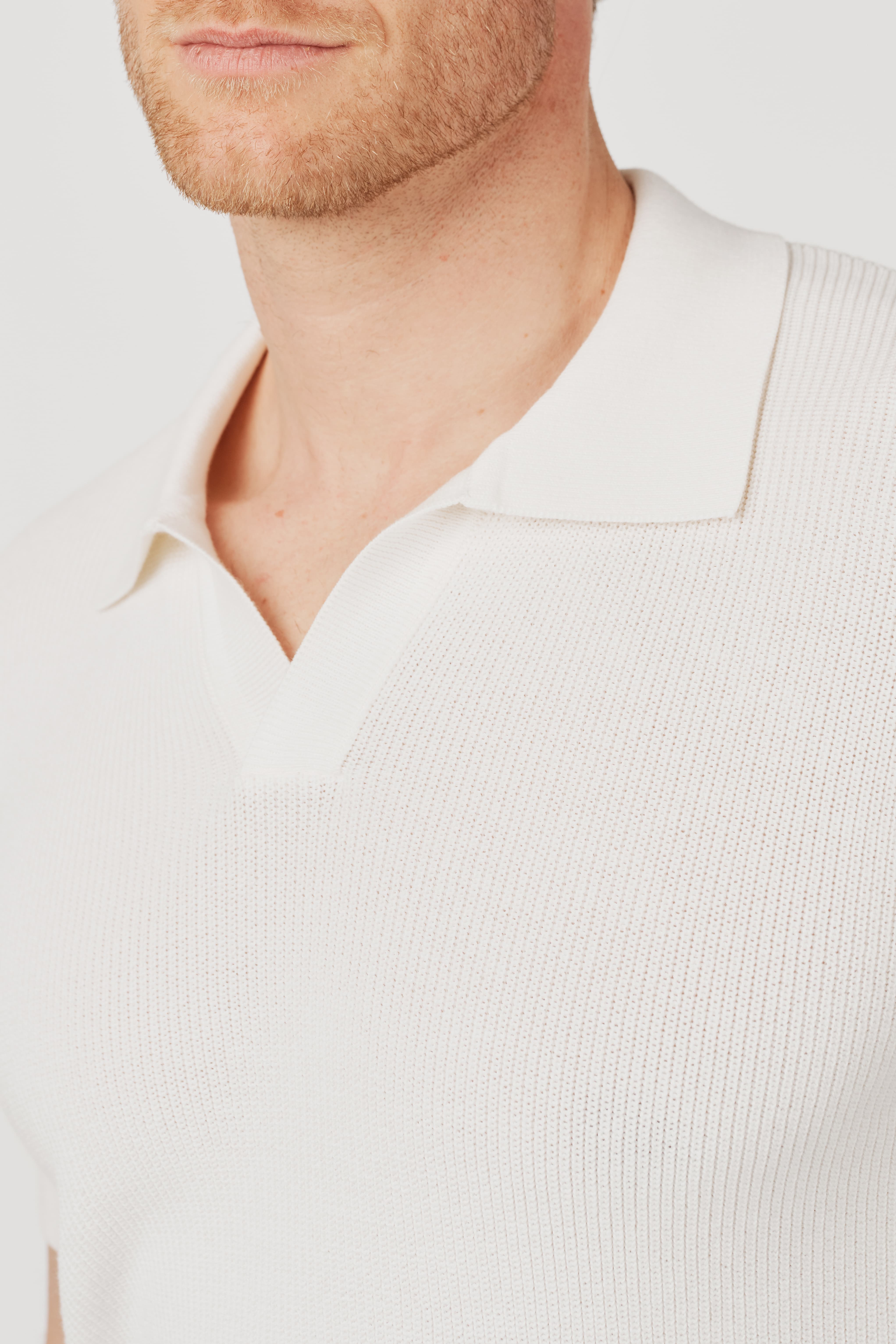 RÆR STUDIOS Organic Cotton Knit Polo Off-White