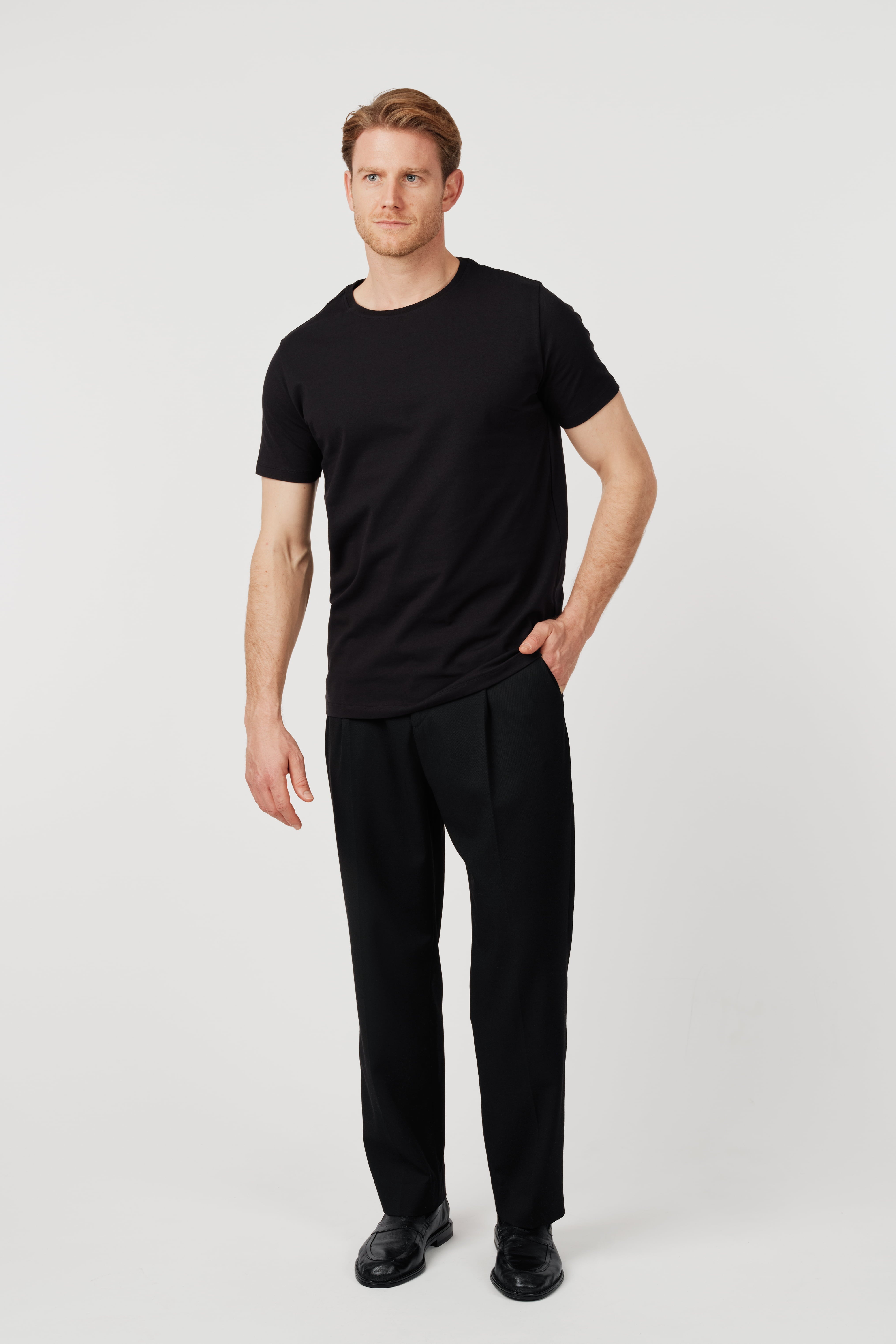RÆR STUDIOS Pima Cotton Crew Neck T-Shirt Black