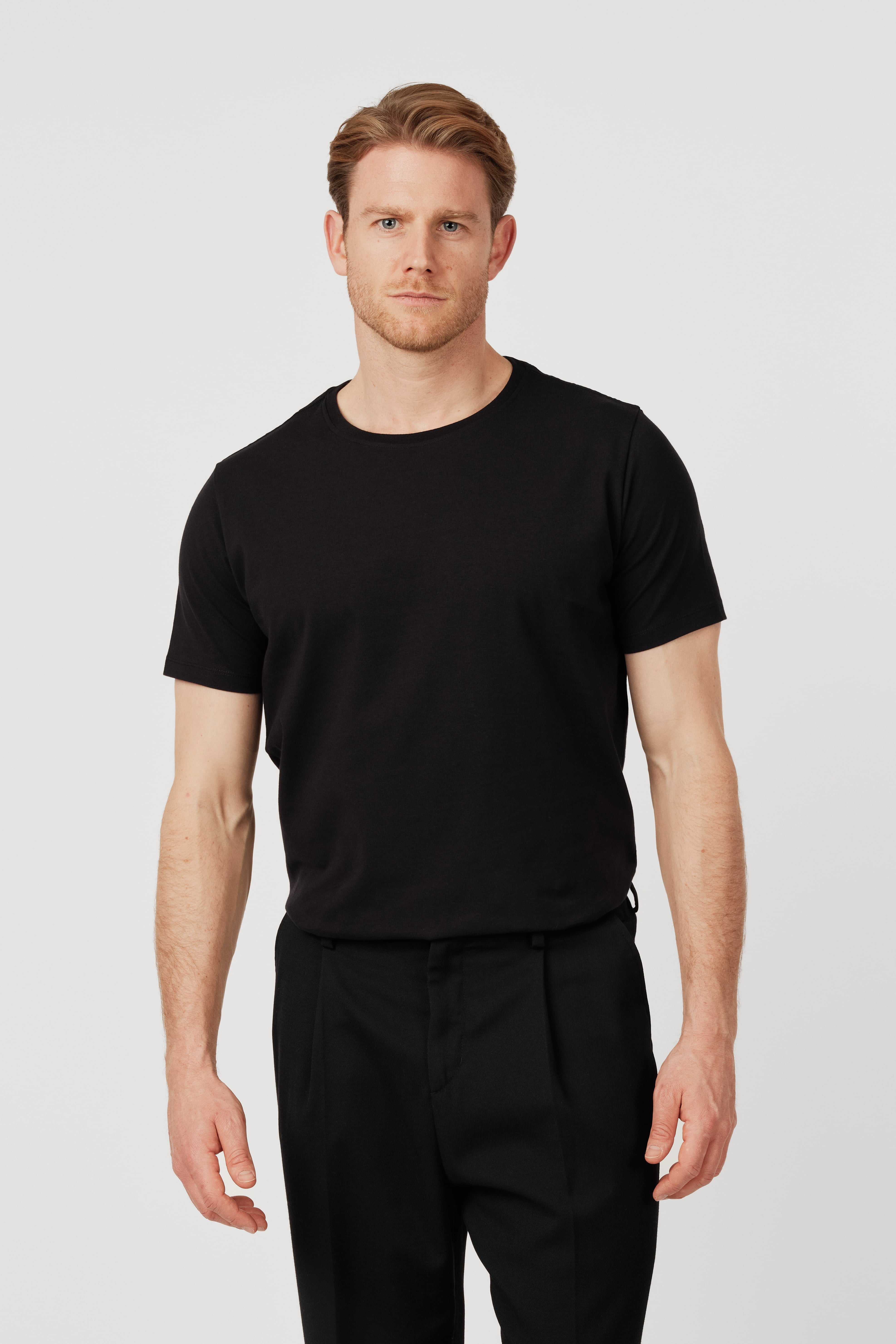 RÆR STUDIOS Pima Cotton Crew Neck T-Shirt Black
