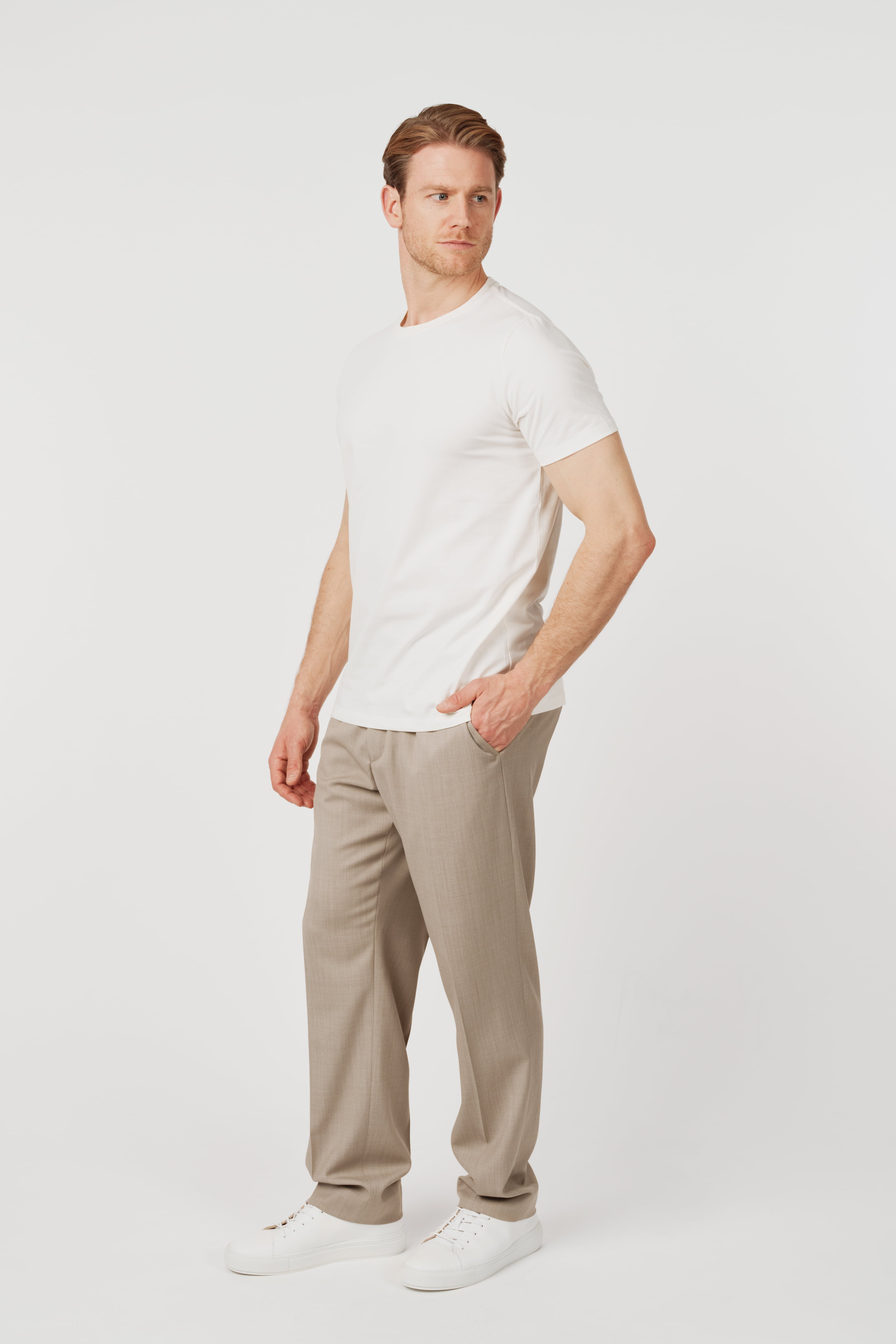 RÆR STUDIOS Pima Cotton Crew Neck T-Shirt Off-White