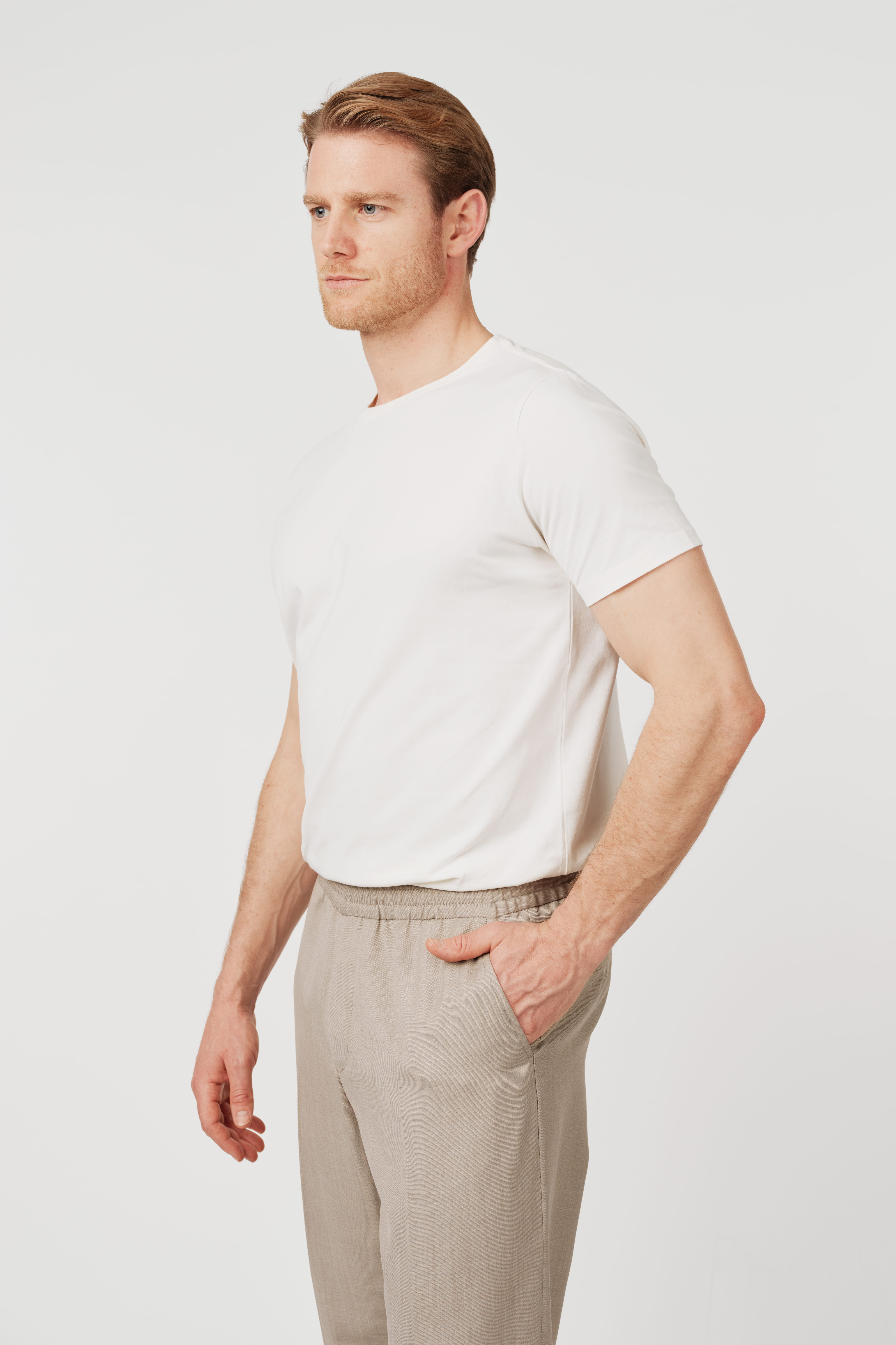 RÆR STUDIOS Pima Cotton Crew Neck T-Shirt Off-White
