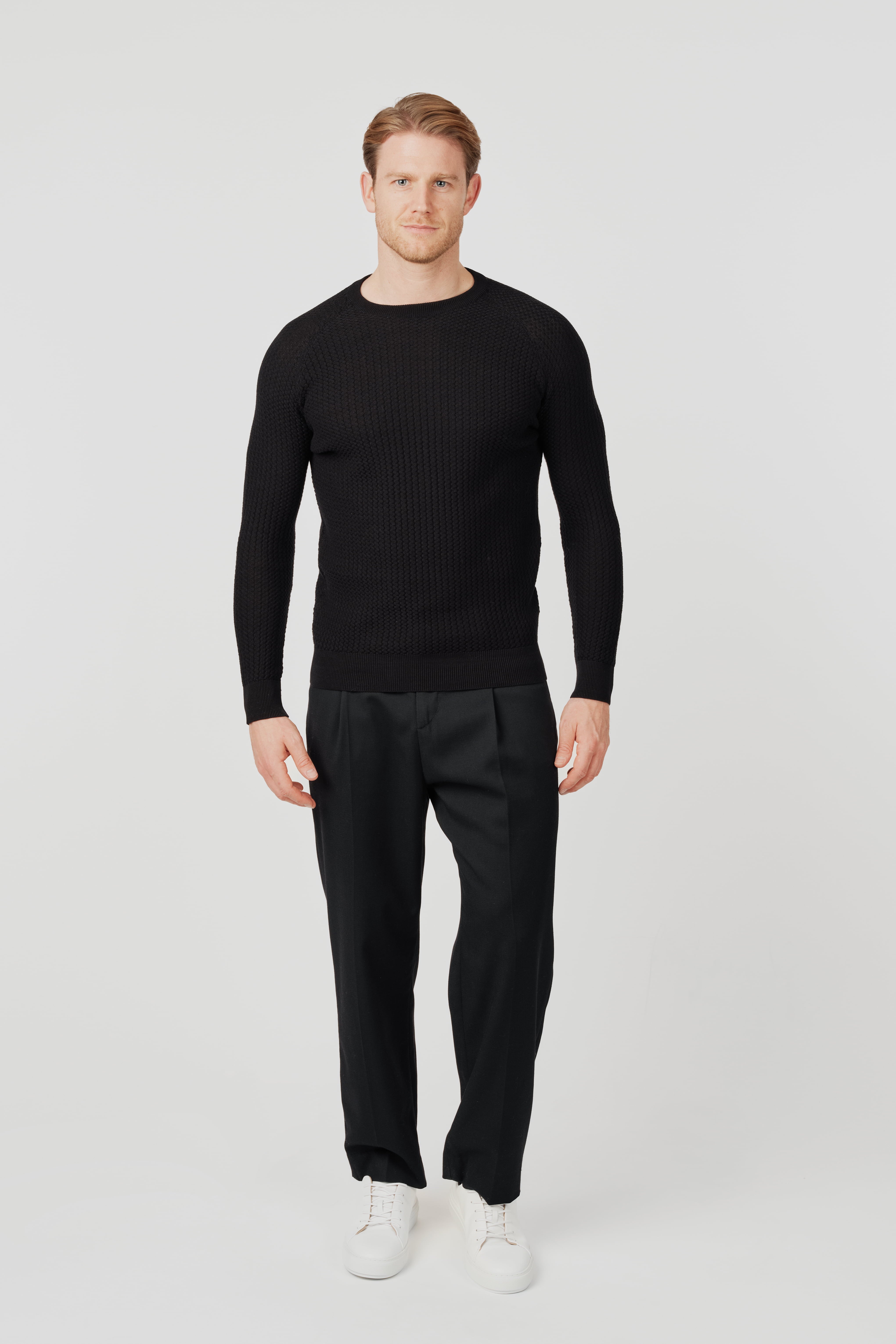RÆR STUDIOS Pima Cotton Knit Sweater Black