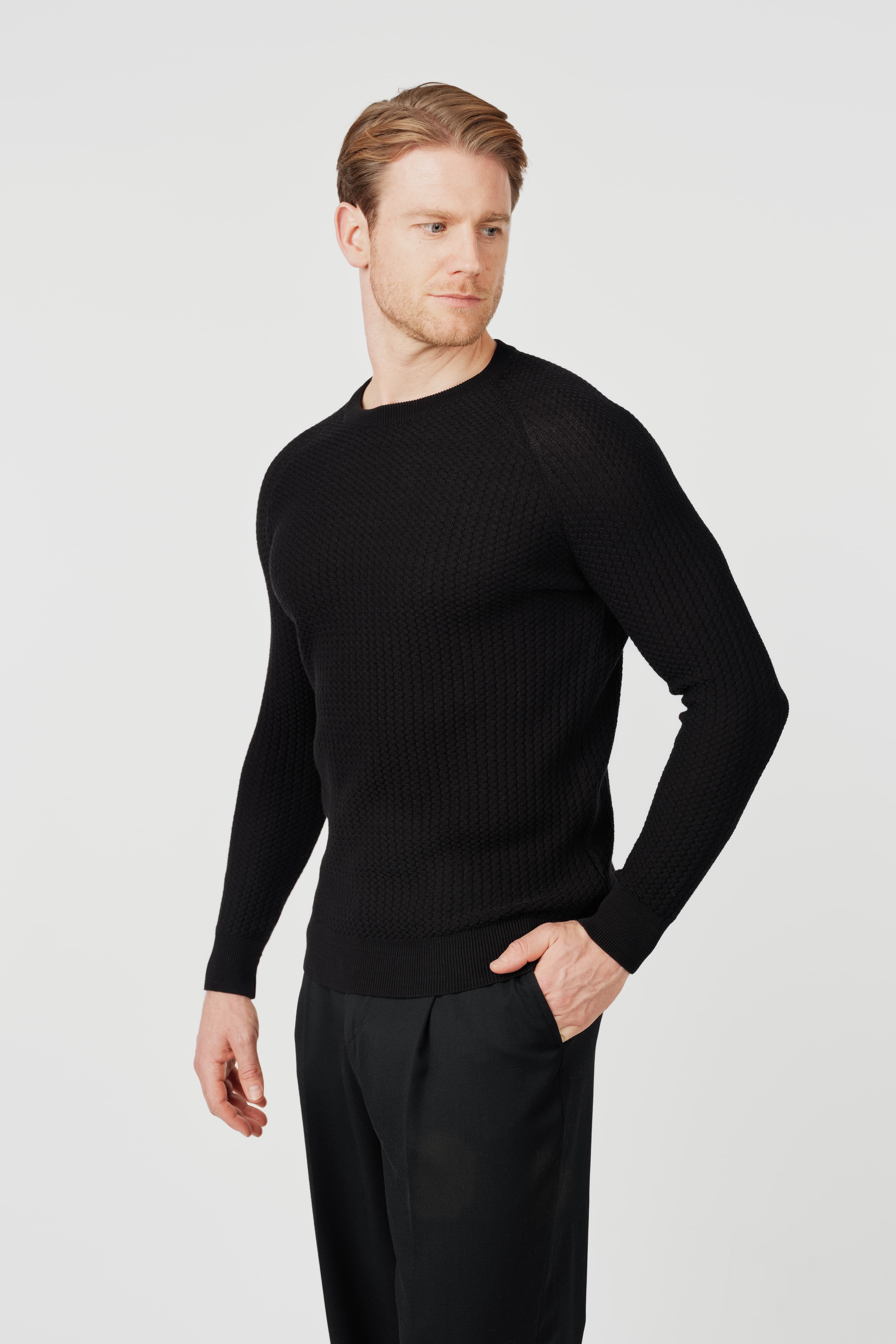 RÆR STUDIOS Pima Cotton Knit Sweater Black