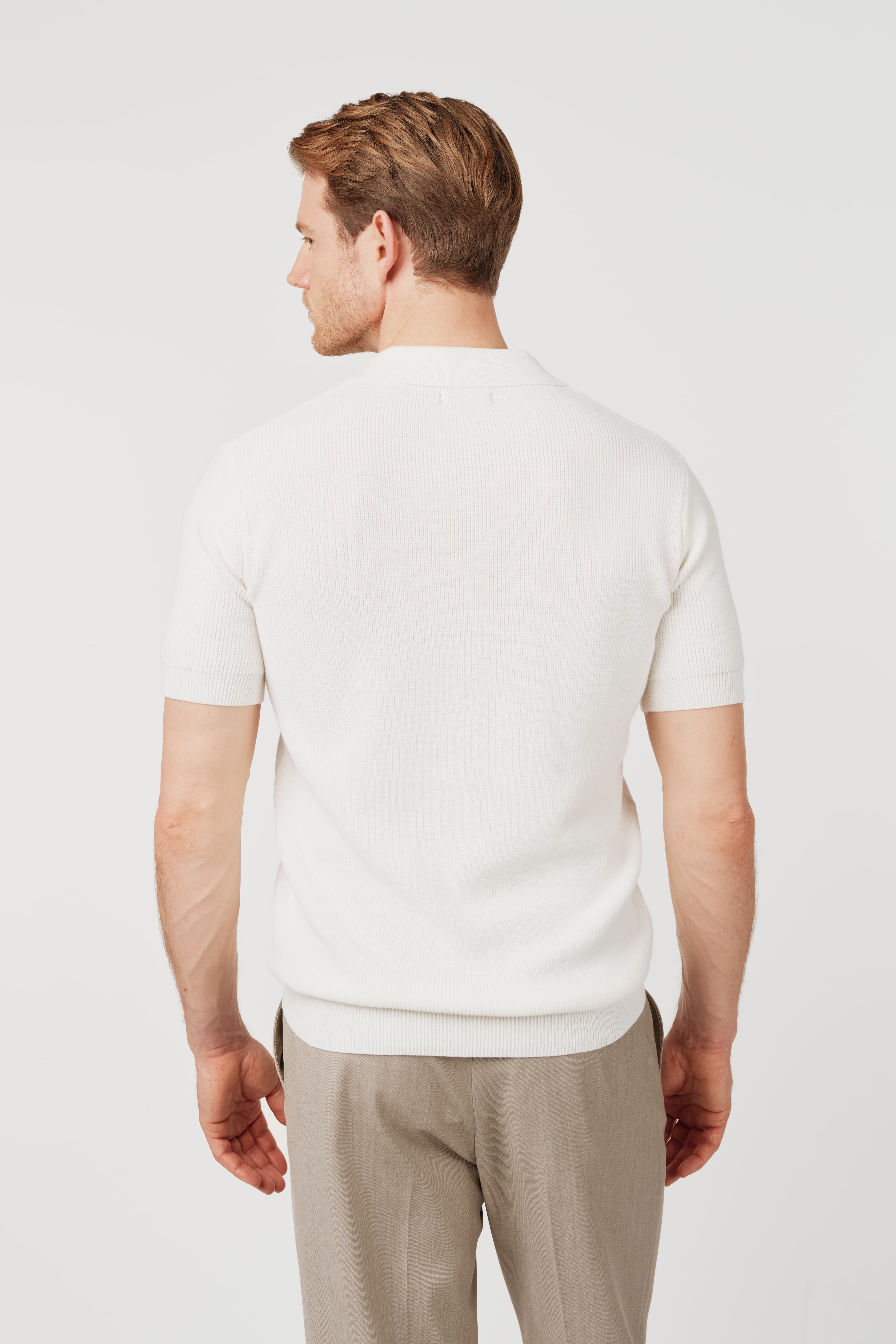 RÆR STUDIOS Organic Cotton Knit Polo Off-White