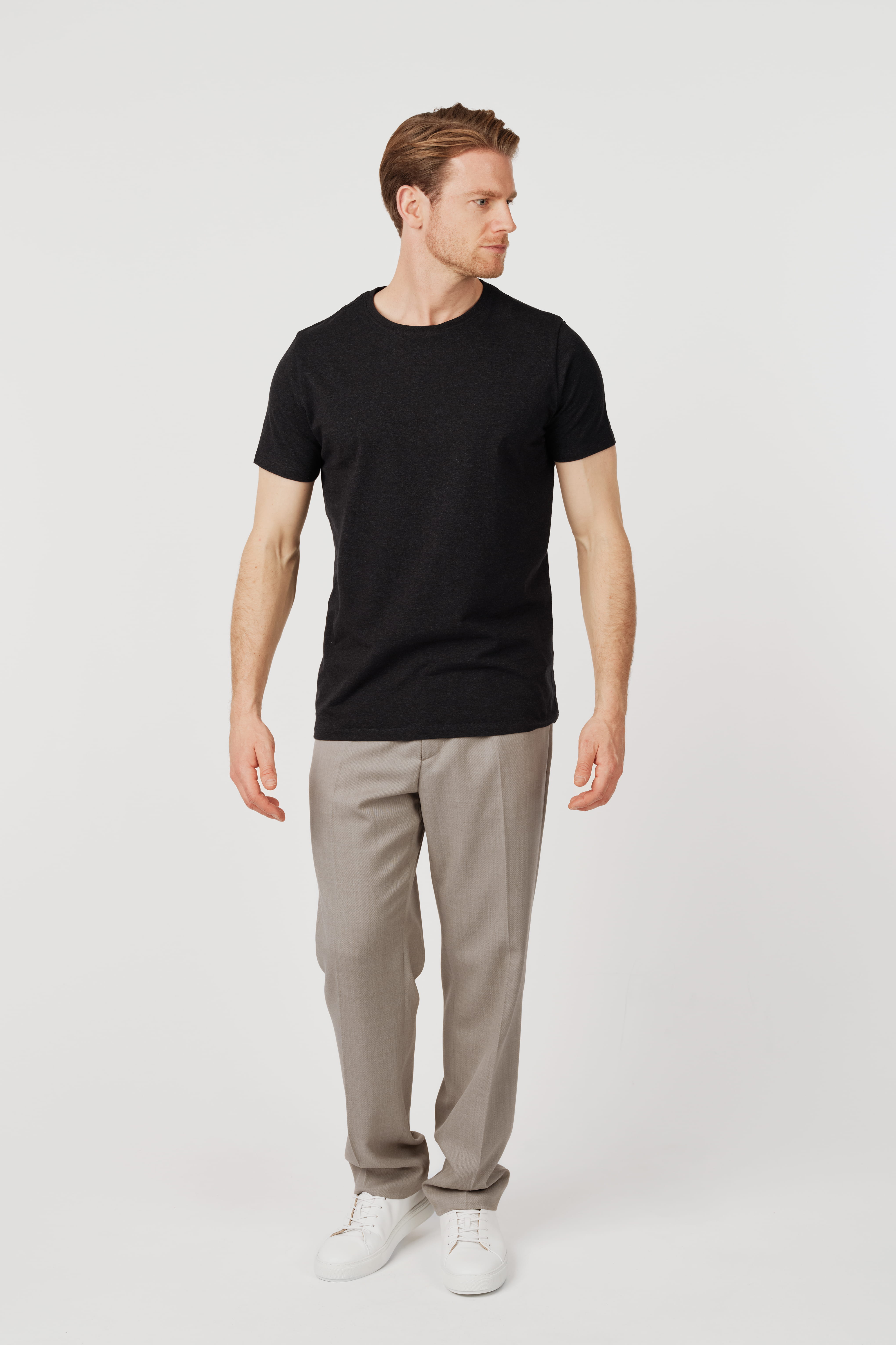 RÆR STUDIOS Pima Cotton Crew Neck T-Shirt Dark Charcoal