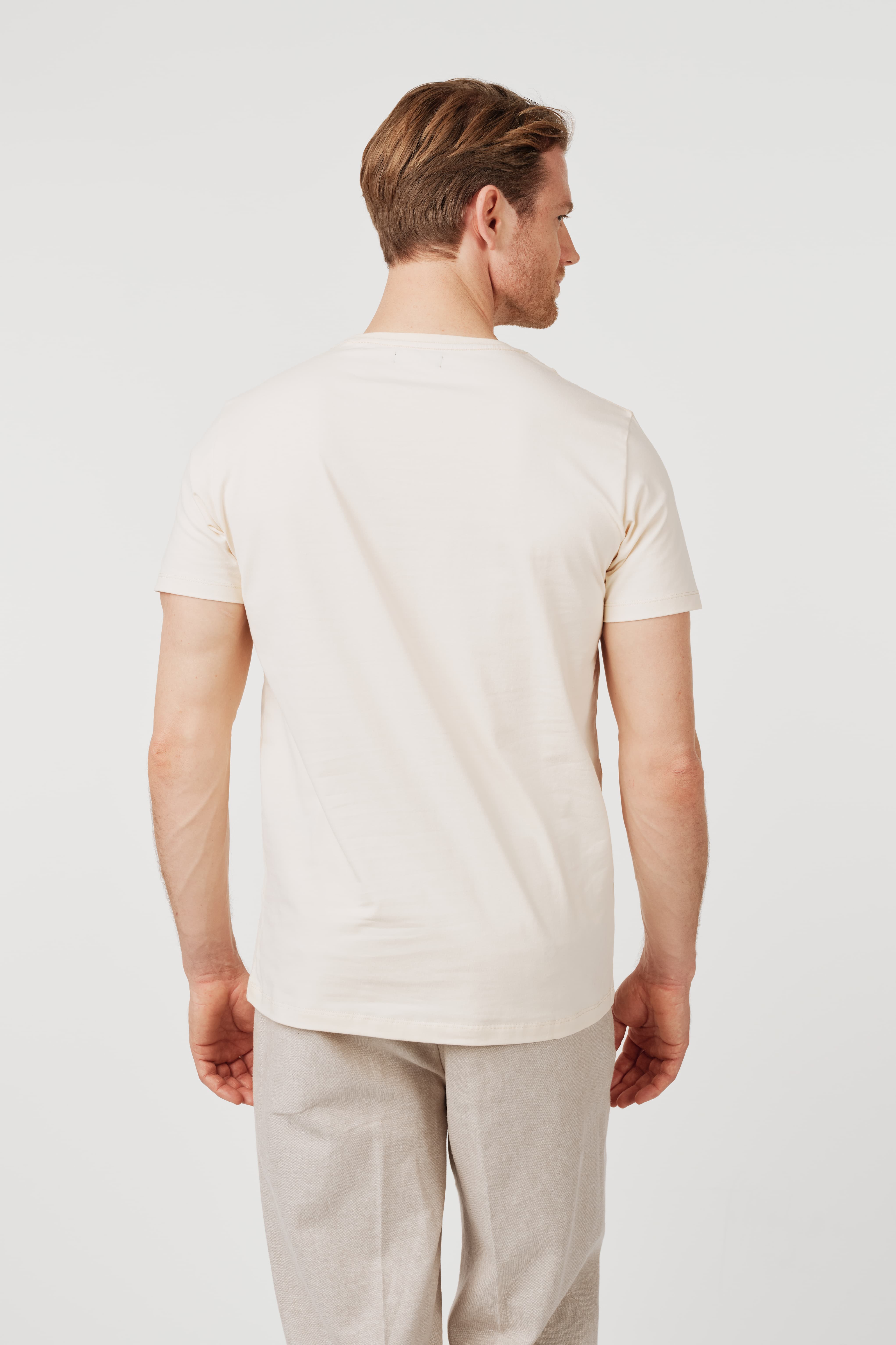 RÆR STUDIOS Pima Cotton Crew Neck T-Shirt Ivory