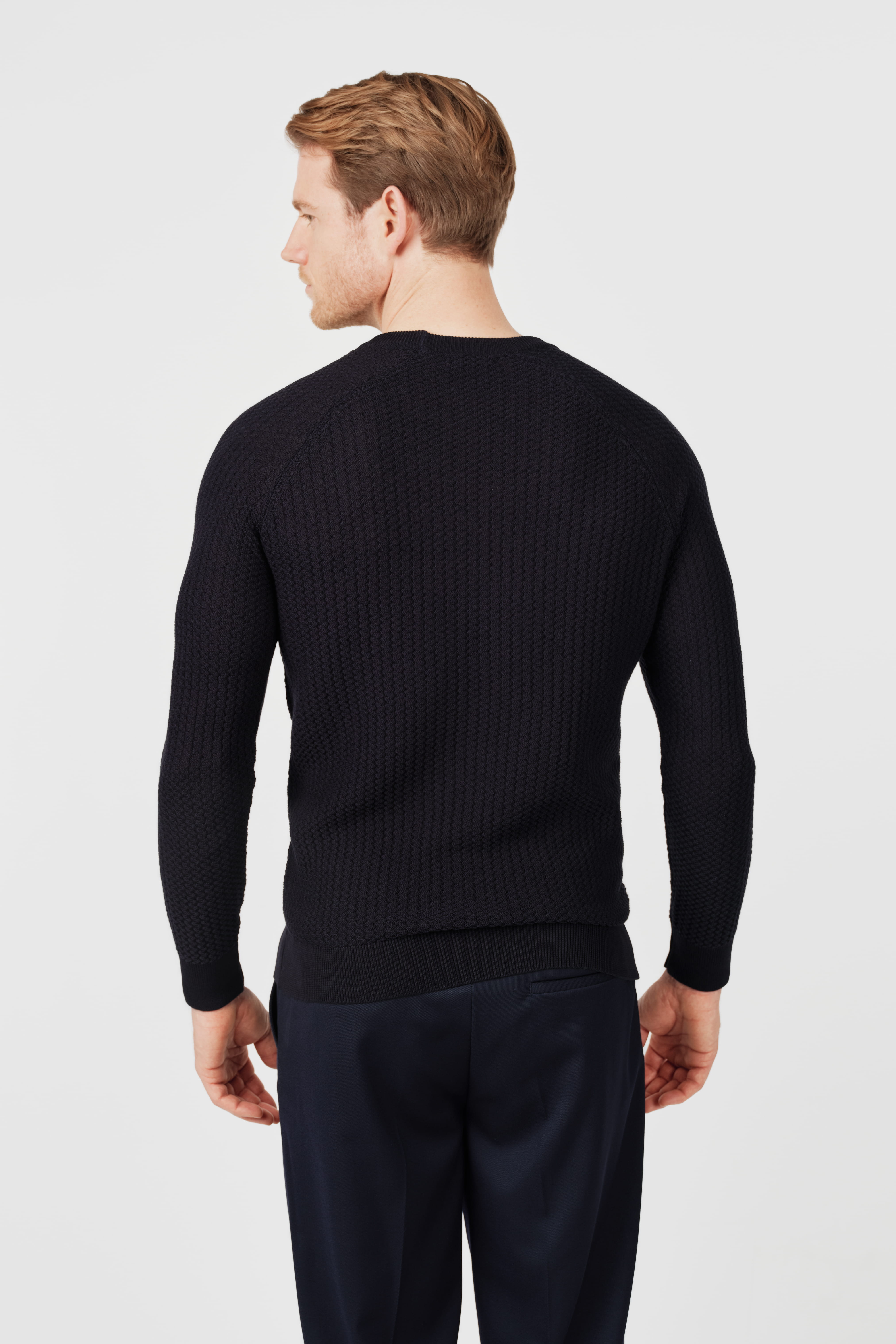 RÆR STUDIOS Pima Cotton Knit Sweater Dark Navy