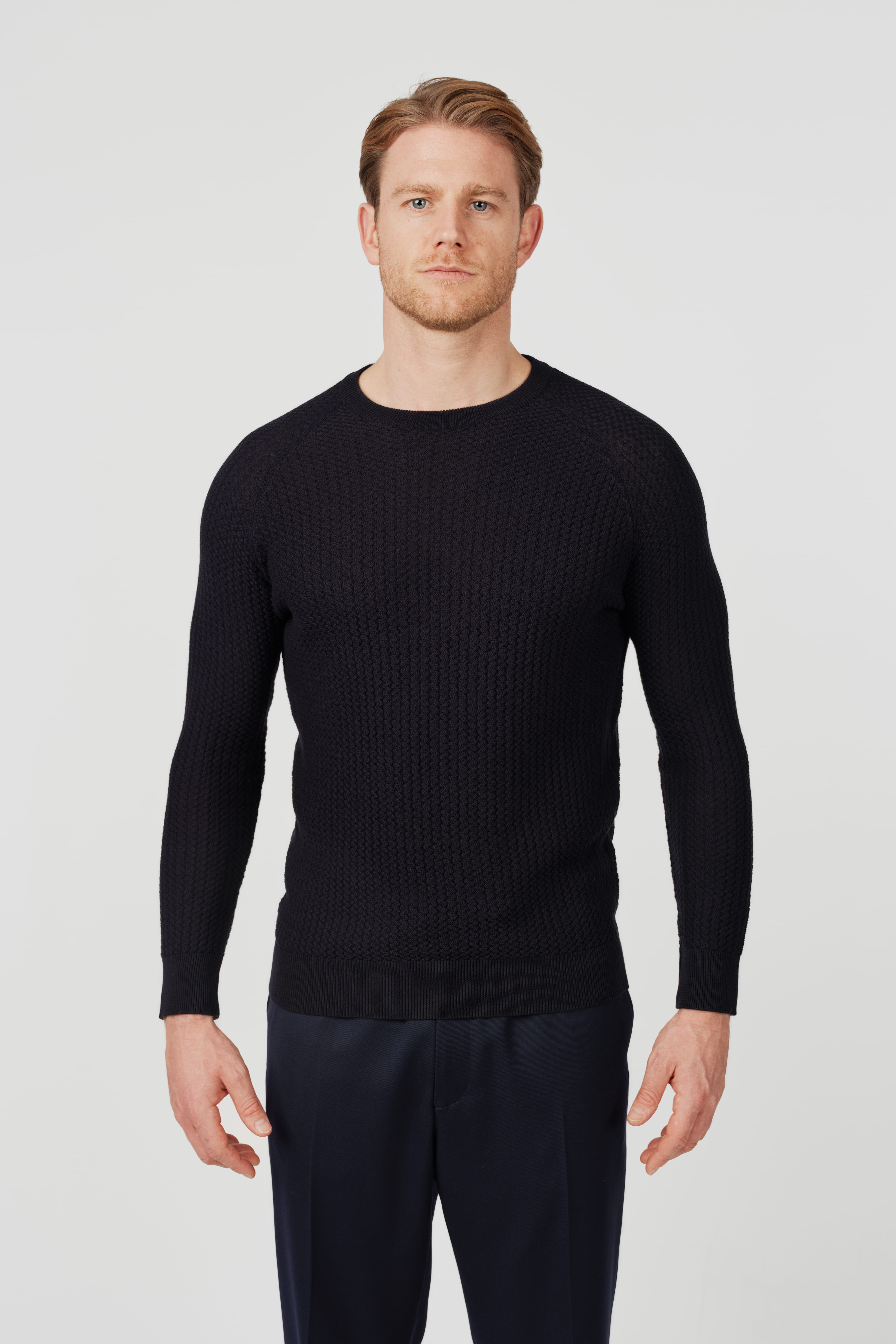 RÆR STUDIOS Pima Cotton Knit Sweater Dark Navy