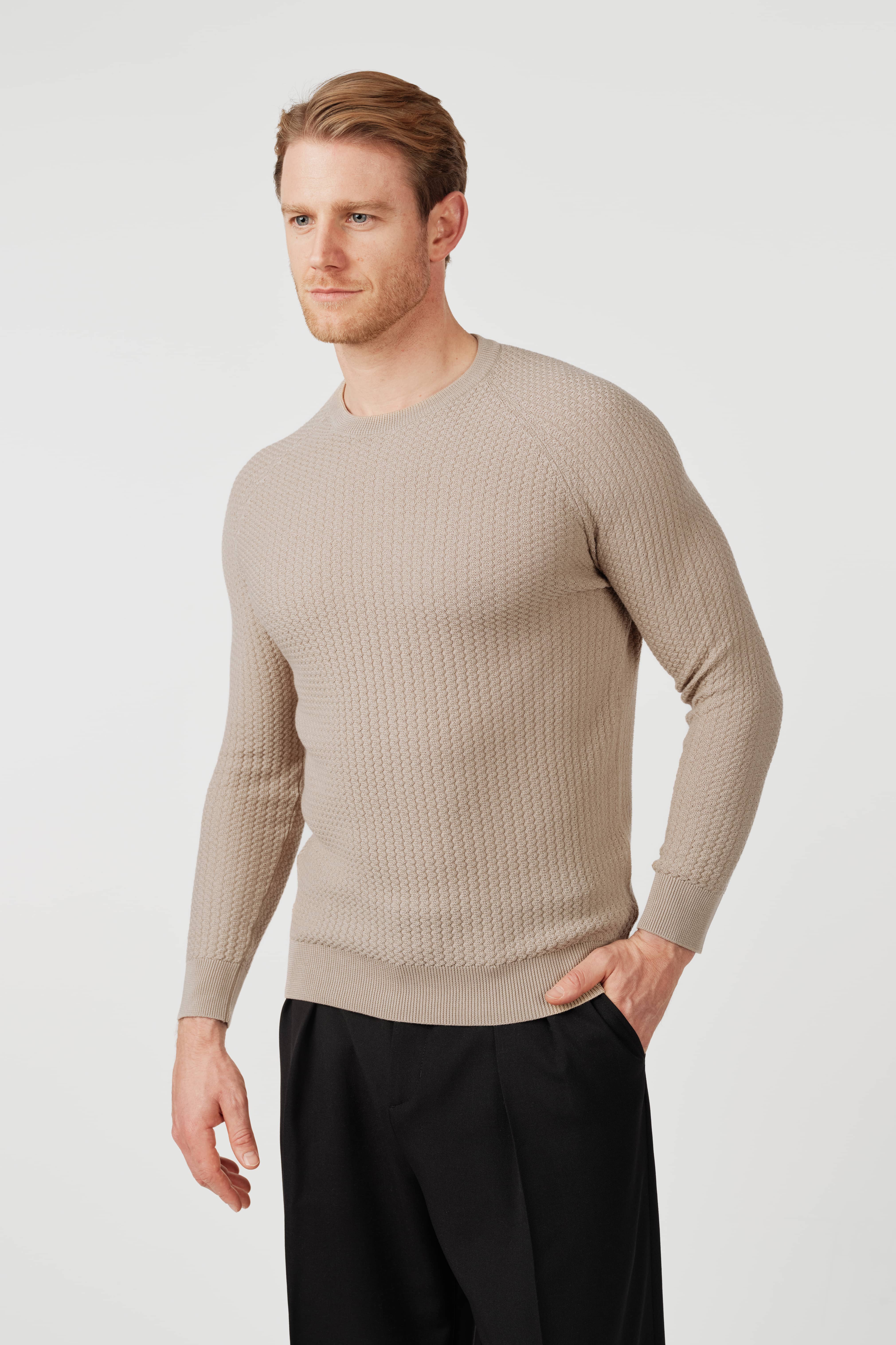 RÆR STUDIOS Pima Cotton Knit Sweater Sand