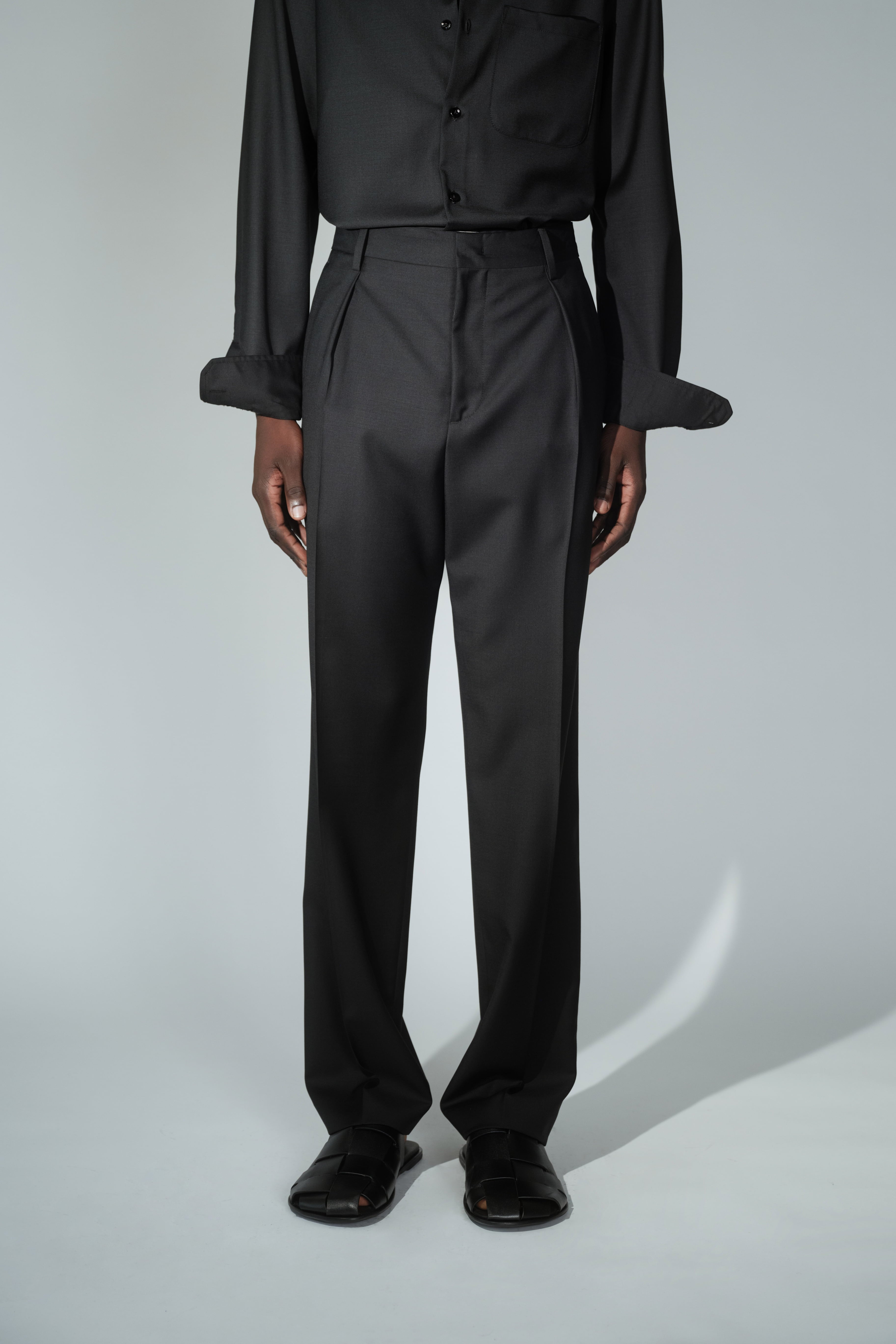 RÆR STUDIOS x Kevin Lutolf pleated trousers in black